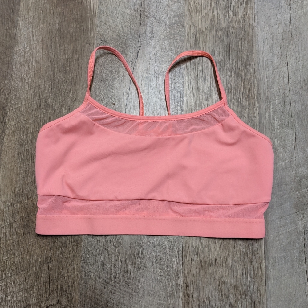 Victoria Secret Sport Coral Pink Sports Bra Mesh Detail Size Small